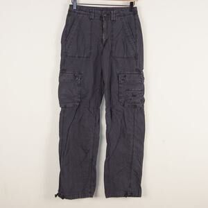 American Eagle Faded Black Cotton Blend Baggy Jogger Cargo Pants Womens Sz 2